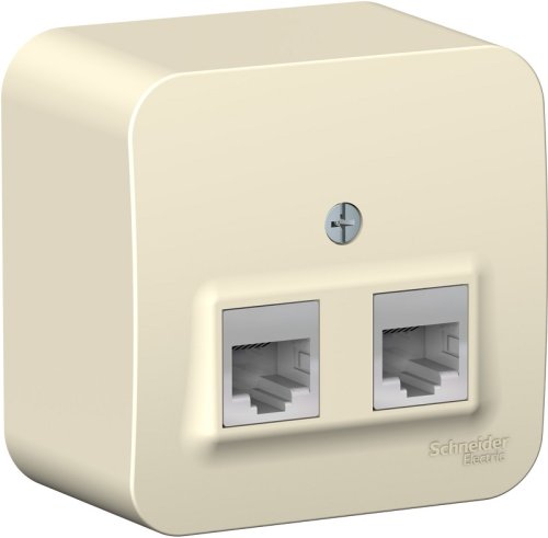 Розетка компьютерная накладная Systeme Electric Blanca 2-м. RJ45+RJ45 5e молочный картинка